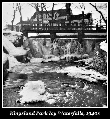 Kingsland Park, Third River dam, Icy Waterfalls, 1940s, Nutley NJ,