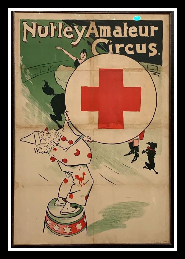 Nutley NJ Museum Exhibit: Nutley Amateur Circus poster, rare,, 1894, Red Cross fundraiser, Annie Oakley star