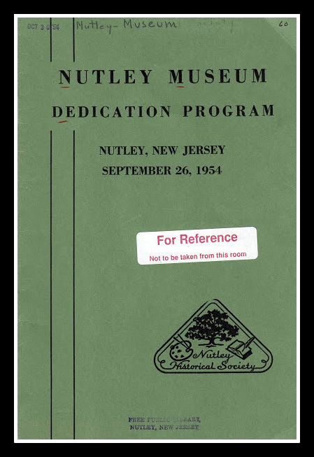 Nutley NJ Museum Dedication, 1954: Program cover