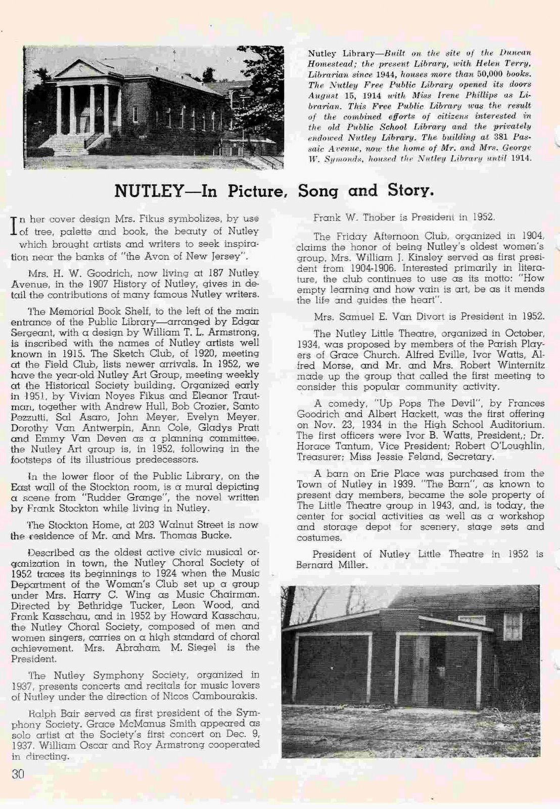 NUTLEY 50TH ANNIVERSARY Nutley Historical Society, Nutley Museum
