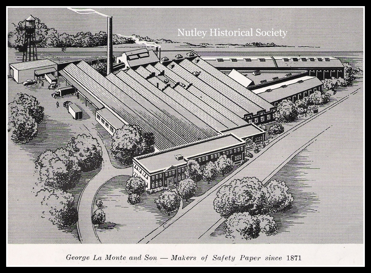 Nutley Historical Society file image of George LaMonte Safety paper Plant, Nutley NJ