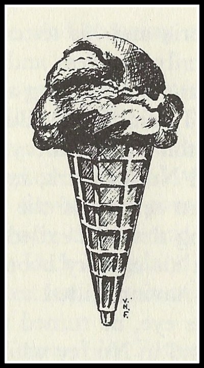 Ice Cream Cone illustration by Vivian Noyes Fikus, NUTLEY Yesterday-Today