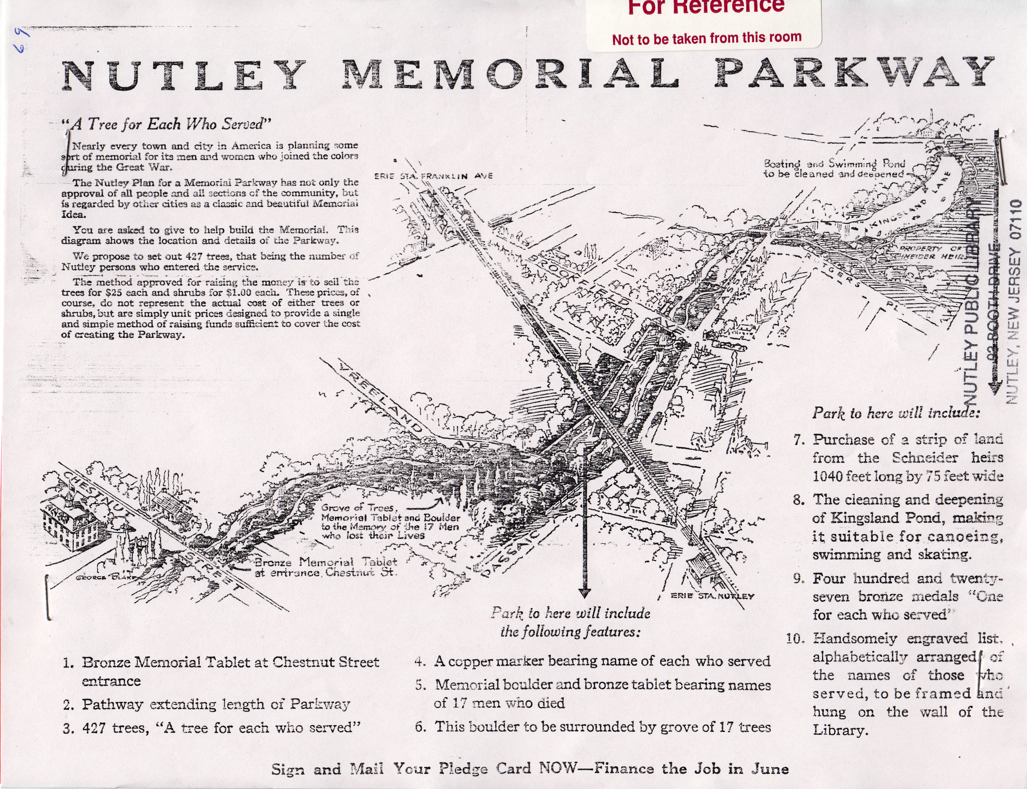 Nutley Memorial Parkway original plans for trees and shrubs