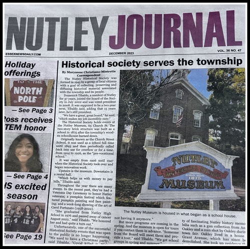 Nutley Historical Society, Nutley Museum, 65 Church Street, Nutley NJ, 