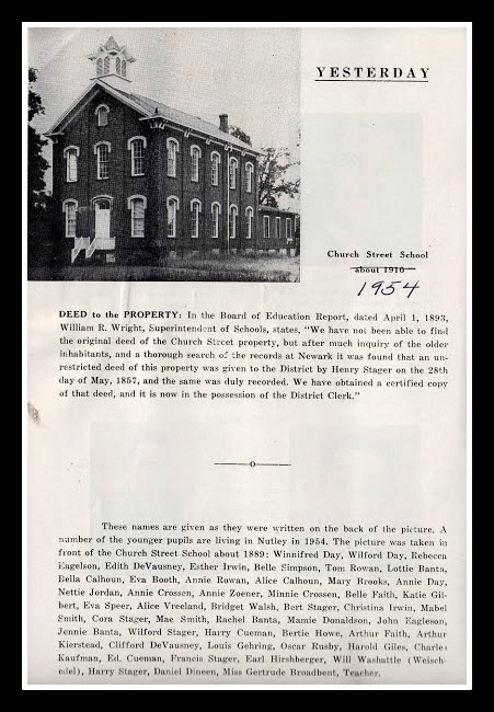 Nutley NJ Museum Dedication, 1954: Church St School Deed 