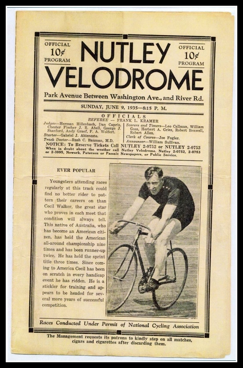 Nutley Historical Society photo collection: Nutley Velodrome program