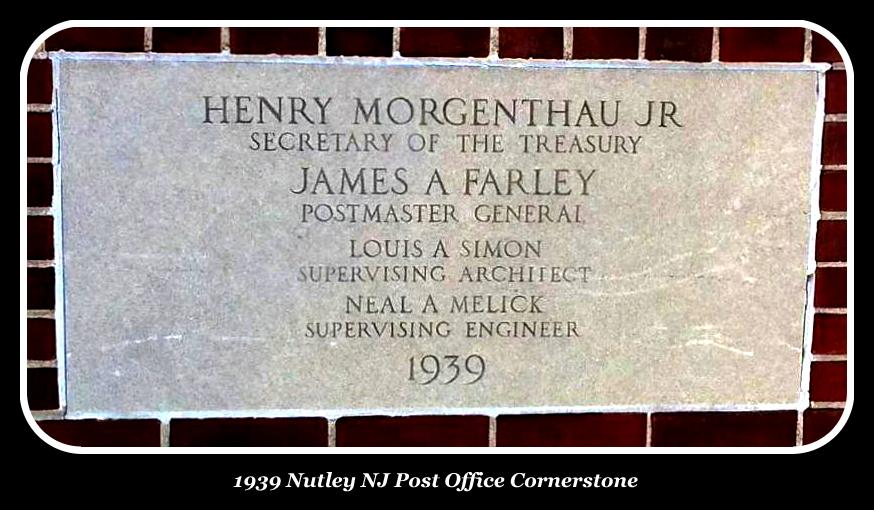 1939 post office cornerstone, Nutley NJ, Anthony Buccino photo