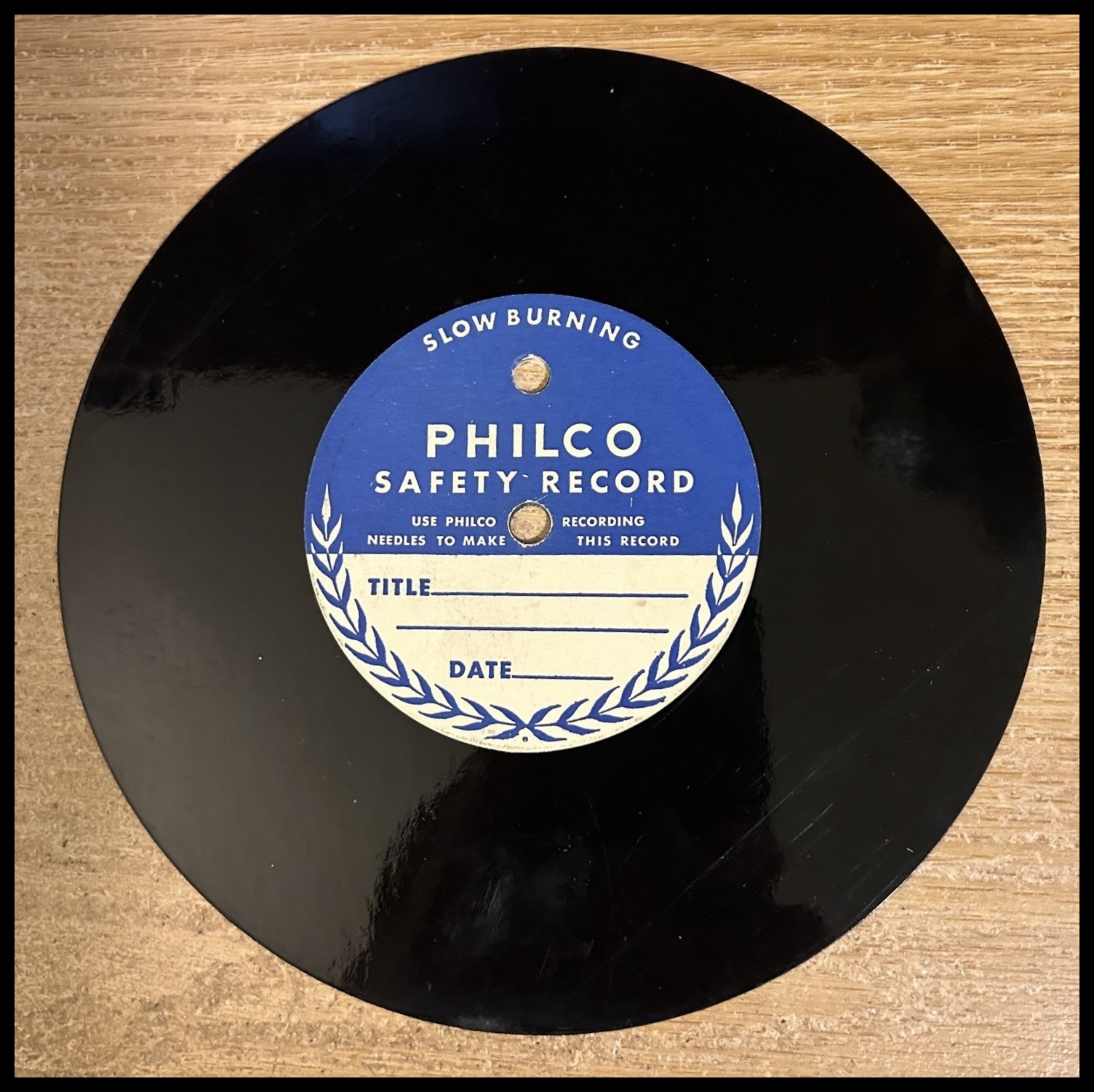 Slow burning Philco Safety Record, WW2 era vinyl, NFSB, Thrift Shop, Nutley Museum, Nutley Historical Society, Nutley NJ