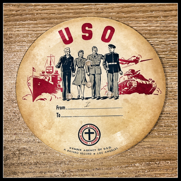 WW2 era A Letter on a Record, USO Club, National Catholic Community Service. Nutley Museum, Nutley NJ 