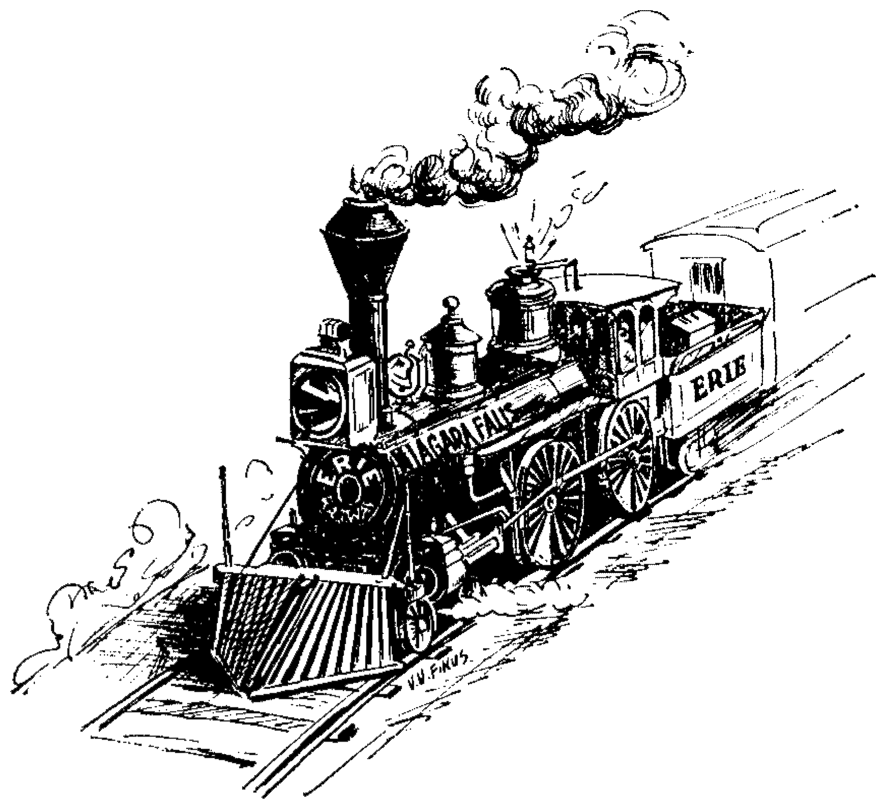 Illustration of an Erie Railroad Locomotive