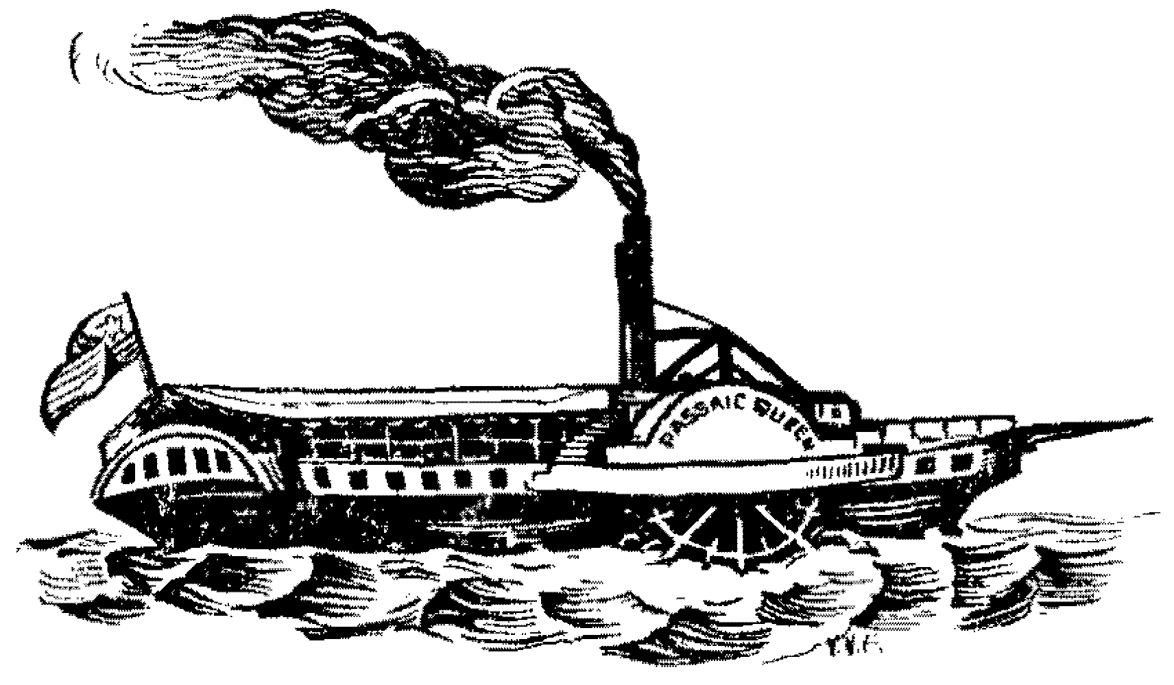 Illustration of the Passaic Queen side-paddle river steamship
