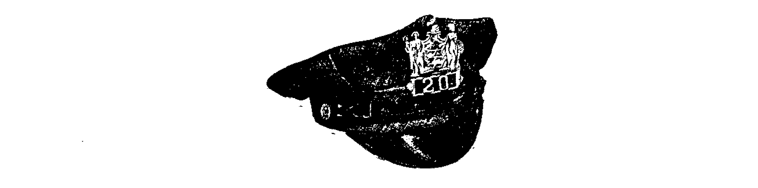 Illustration of an early Nutley Police Department Cap. Badge Number 20.