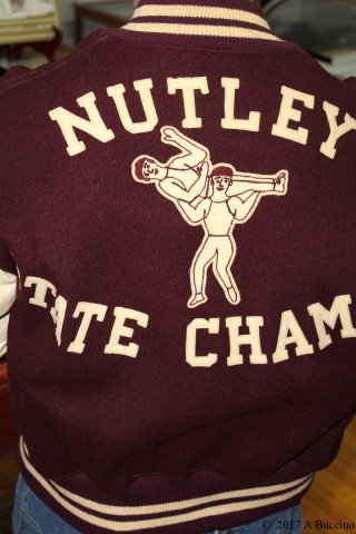 Detail of back of wrestling jacket
