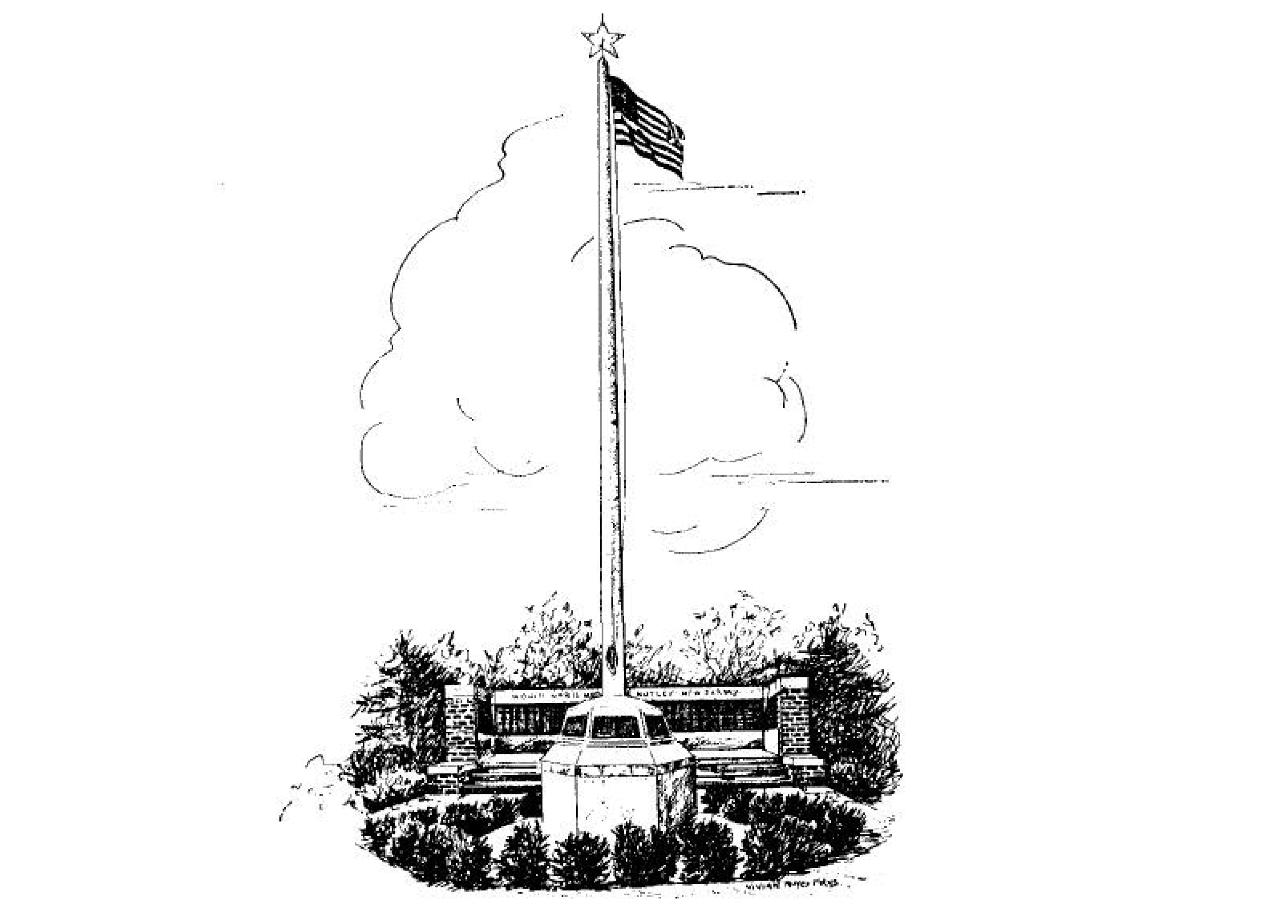 Illustration of War Memorial on Nutley Library Grounds
